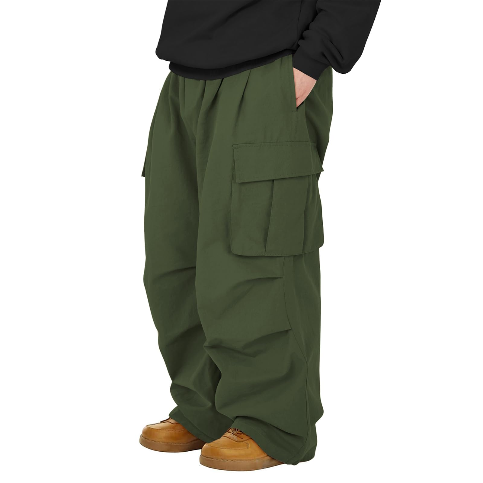 American Trends Men's Baggy Cargo Pants Wide Casual Parachute Pants Jogger Drawstring Hiking Hip Hop Pants with Pocket