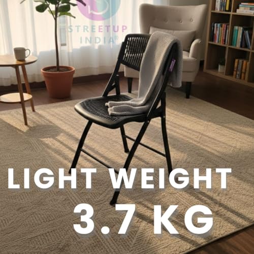 Image of Streetup India Folding Metal Chair with Nylon Seat and Backrest for Home /Kitchen /Study Chair and Restaurant /Outdoor Chair