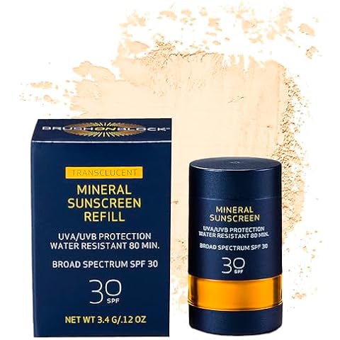 Brush On Block Mineral Sunscreen Powder Refill, Natural Broad-Spectrum SPF 30, Safe for Sensitive Skin, UVA UVB Face Protection, Reef Friendly (Translucent - Refill) Cover