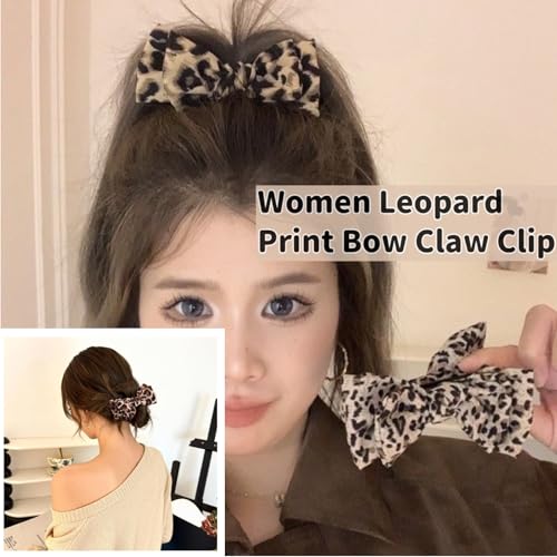 Pinzas para cabello con diseño de lazo y estampado leopardo, pack de 4 miniatura 6