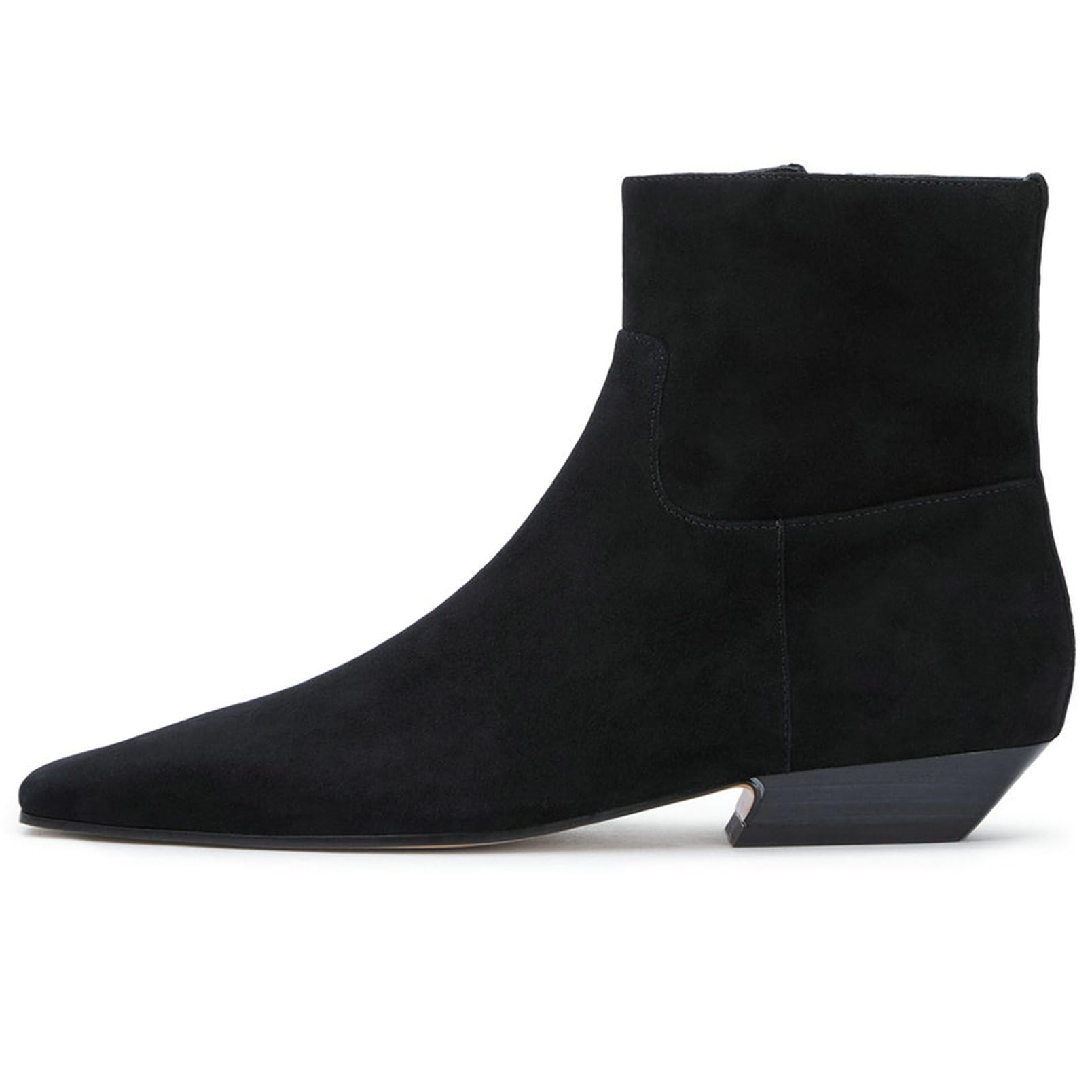 KysBloes Women Square Toe Ankle Boots Low Heel Booties Flats Winter Shoes Comfortable Side Zip Short Boots