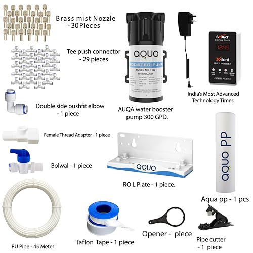 Image of Mist Fogger Kit with High Pressure Pump | Fogging System for Dairy Farm, Poultry, Greenhouse & Outdoor Cooling (30 Nozzle 45 Meter Pipe)