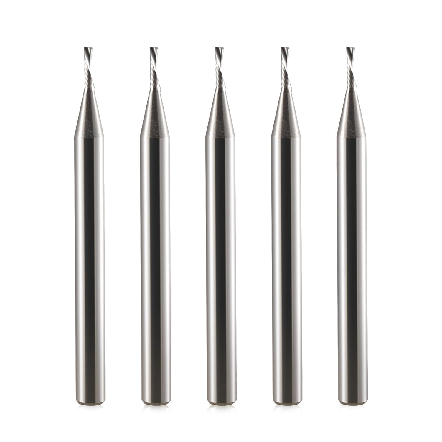 Fresa de ranura en espiral CNC, fresadora de 3,175 mm (1/8 pulgadas), 1,0 mm CED 4 mm CEL 1 Flute Single Flute Downcut Spiral End Fresa CNC Router Bit para acrílico, PVC, MDF, aluminio (8*8*50)