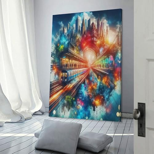 Train Murale Monde de fantaisie : grand tableau pour mur vide 24x36