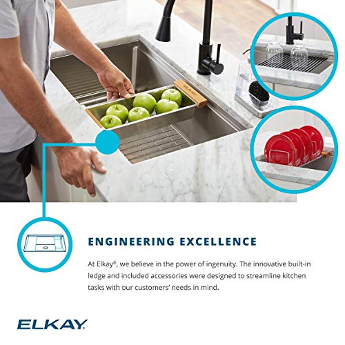 Image of Elkay Crosstown 18 Gauge Workstation Stainless Steel 25-1 /2 inch x 18-1 /2 inch x 9 inch Single Bowl Undermount Sink Kit