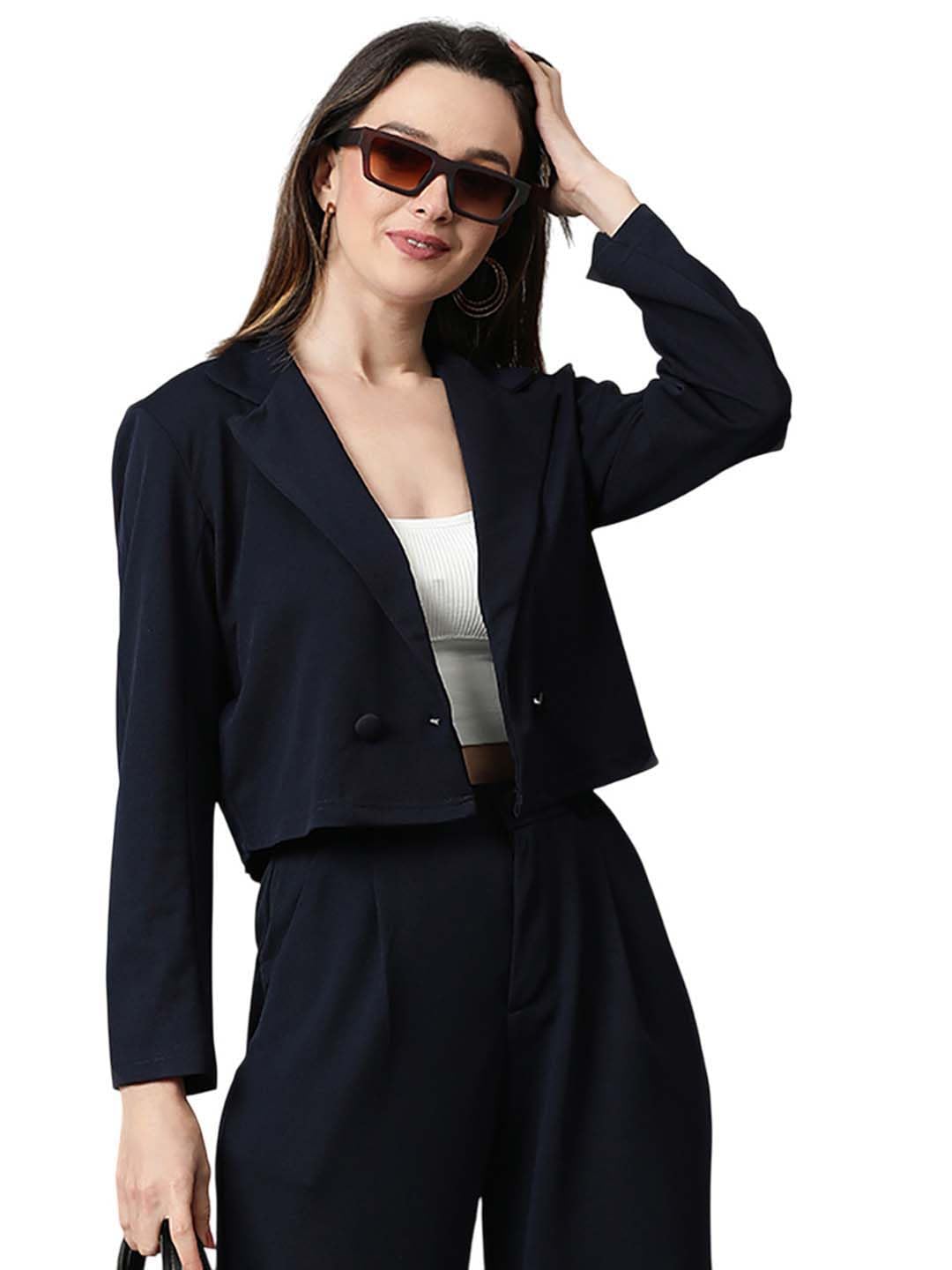 kotty Women's Single Breasted Relaxed Fit Lapel Collar Full Sleeve Blazer-picture-23