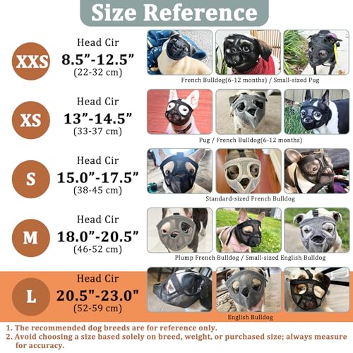 Mayerzon Maulkorb für Hunde mit kurzer Schnauze für Französische Bulldogge mit voller Hose, um das Fressen von Beißen zu verhindern, weicher Netzmaulkorb für Shih Tzu Mops, englische Bulldogge für