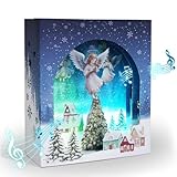 Yinghezu 3D Pop Up Christmas Cards with Lights & Music with Envelopes, Animated Christmas Gift Cards for Mom Women Men Kids Child Dad Father Wife Husband Boys Girls