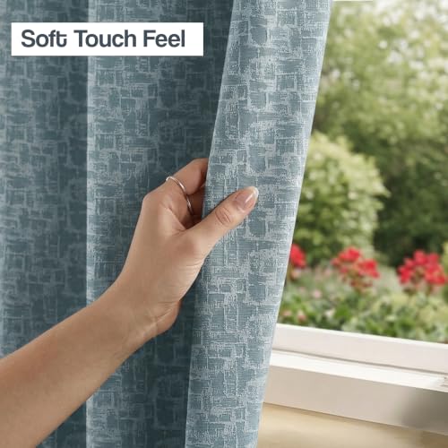 Image of FRESH FROM LOOM 8 ft Door Curtains for Slider Track | Non-Ring Curtains | S-Wave Pleat | Non-Ring Curtains | S-Wave Pleat | Parda | Light Block Blackout Parde | (Sky Blue | 8 Feet Long, 1pc)