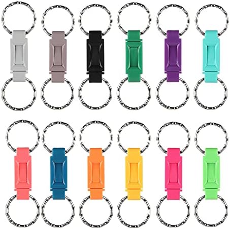 MDSK Plastic Pull Apart Key Ring Quick Release Keychains, Multicolored (12 Pack, Multicolored) 4cmL