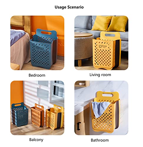 Large-Capacity Wall-Mounted Laundry Hamper, Household Folding Clothes Storage Laundry Basket, Plastic Dirty Clothes Basket. (Orange) #TOP6
