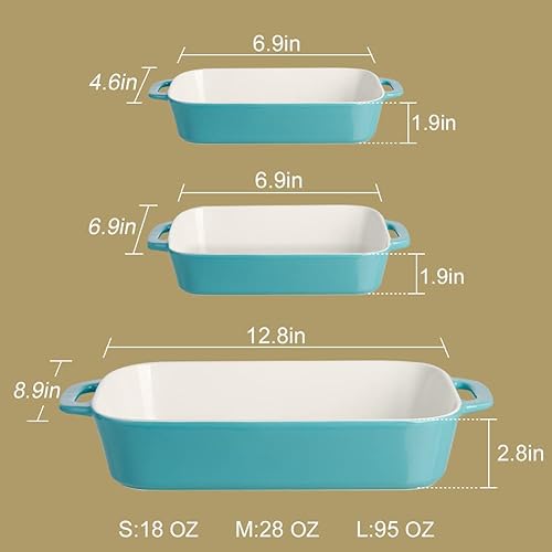 Miniatura 6 de Sweejar Ceramic Bakeware Set, Rectangular Baking Dish for Cooking, Kitchen, Cake Dinner, Banquet and Daily Use, Casserole Dishes for Oven Porcelain
