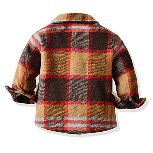 Toddler Flannel Shirt Button Down Plaid Shacket Fall Y2K Lapel Jacket Boys Hunting Jacket Slim-Fit Poplin Shirt 20253