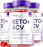 NutraRize (Pack of 3 BurnWell Keto+ACV Gummies, Weight Loss Formula, 1000 MG Apple Cider Vinegar, Keto with B-Vitamins Plus ACV Gummy, Official Reviews (180 Gummies)