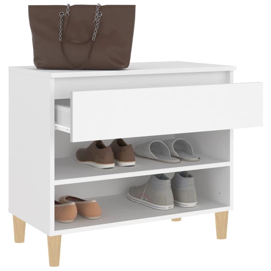 Szafka na buty z materiału drewnopochodnego, biała, 70 x 36 x 60 cm, z 2 półkami i szufladą, regał na buty do przedpokoju ze stabilną górną płytą do dekoracji, łącznie z instrukcją montażu i