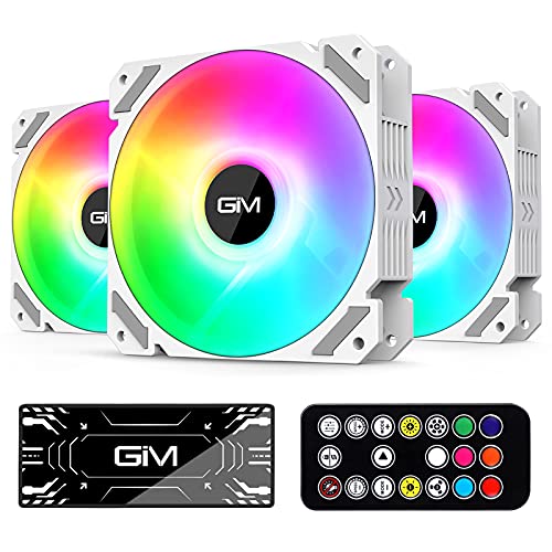 Ventiladores Pc GIM KB-28 RGB Ventiladores de caja, paquete de 3 ventiladores enfriamiento silencioso de computadora de 120 mm para caja de...