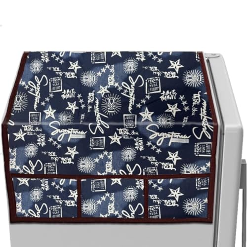 Image of MAXIMUS Dust & Stain Free Waterproof Fridge Top Cover | Refrigerator cover | Washable Material Fridge cover | 6 Utility Pockets (Blue)