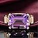 925 Sterling Silver Womens Rectangle Purple Gemstone CZ Ring Fashion 18K Rose Gold Natural Amethyst Ring Shiny Cubic Zirconia Diamond Ring Eternity Engagement Wedding Band Promise Ring (8)