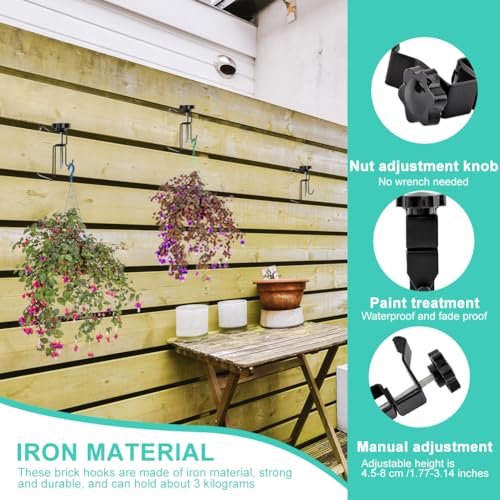 Image of 4PCS Brick Wall Clips Stainless Steel Brick Hooks Clamps,Brick Hanger Clips for Hanging Outdoor Pictures,1.77-3.14in Adjustable Brick Hangers No Drill Brick Wall Hangers