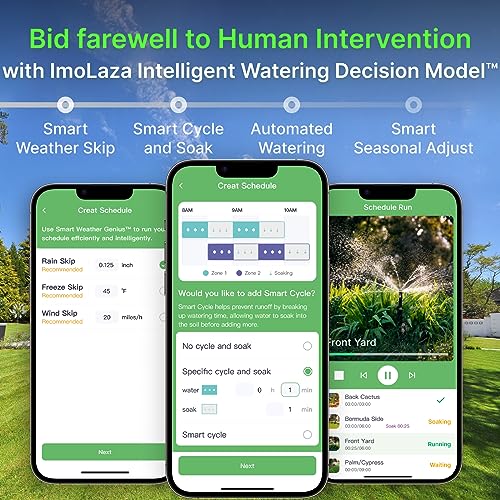 ImoLaza ET Master 4 Gen Smart Sprinkler Controller: Upgraded 6-Zone WiFi Irrigation Controller with Automated Watering, App Control, Smart Weather Skips and Fault Alerts - Image 5