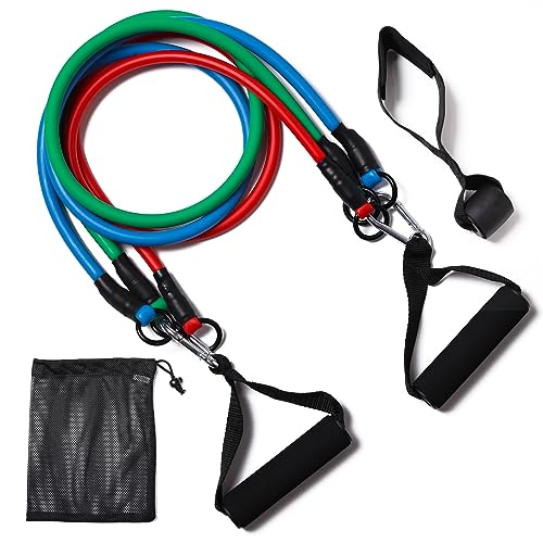 Image of Resistance Bands with Handles, Single Resistance Bands, Exercise Bands with Handles, for Resistance Training, Physical Therapy, Home Workouts, Fitness, Pilates