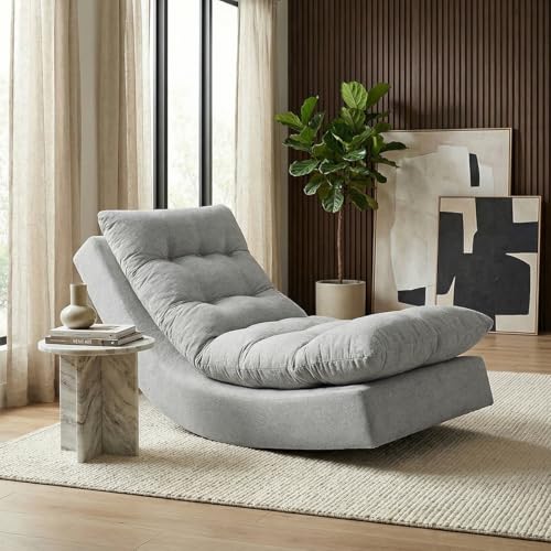 Poltrona Com Leve Balanço Bouclé Premium De Luxo Balance Para Sala Quarto Conforto Relaxante (Cinza)