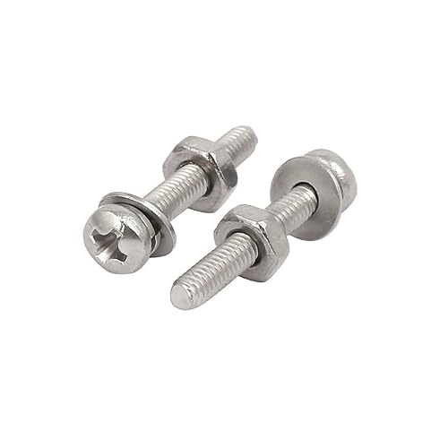 Miniatura 2 de IIVVERR Tornillo de cabeza Phillips de acero inoxidable M2.0.197x0.630 in 304 Tornillo de cabeza plana tuerca con arandela 35 juegos (M2.0.197x0.630