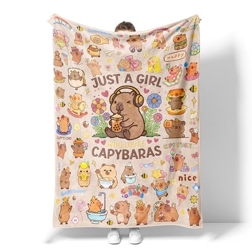 Capybara Gifts Blanket for Kids Girls Boys Adults Animals Lovers Flanne Throw Blanket Soft Cozy Warmth Fluffy Fuzzy Blankets for Couch Bed Travel Living Room Home Decor (Capybara 50x40)
