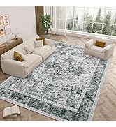 5x7 Area Rugs, Washable Large Non-Slip Low Pile Ultra Soft Indoor Under Table Area Rug Carpet for...