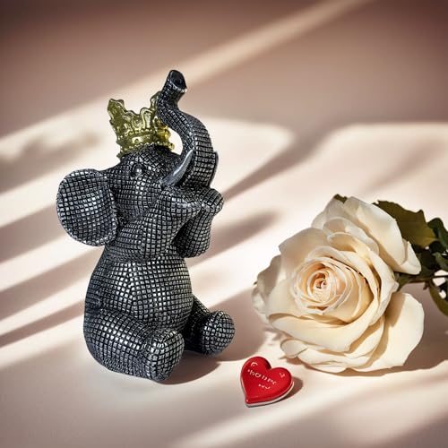 Estatua de Elefante Negro y Dorado para Hogar miniatura 6