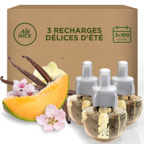 Airwick Desodorisant Maison Recharge Diffuseur Electrique Délices d’été - 3 recharges x 19 ml