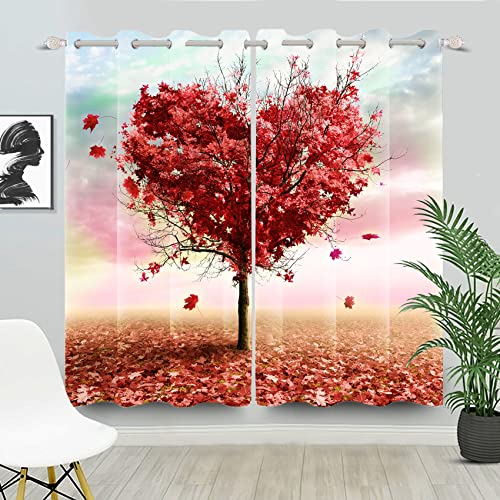 SDOTPMT 107x215cm Amor Rojo Corazón Cortina de Ventana Día de la ...