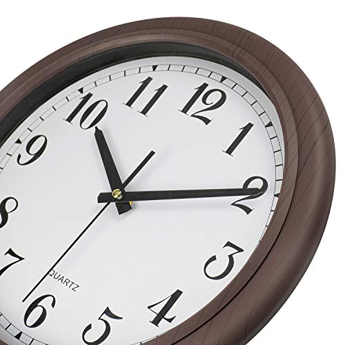 Hedume Round Wall Clock Silent Non Ticking, 13 Inch Quality Quartz Battery Operated Easy To Read Waterproof Wall Clock For Home, Office, Classroom, School (Brown Stripes) #TOP1