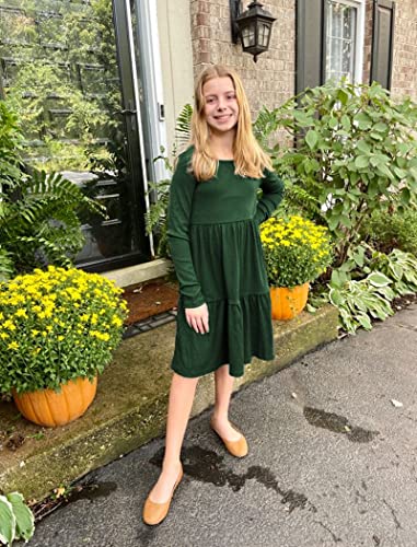 Arshiner Girls Sweater Dress Long Sleeve Knit Casual Swing Fall A-line Tiered Dresses with Pockets for 5-14 Years Kids3