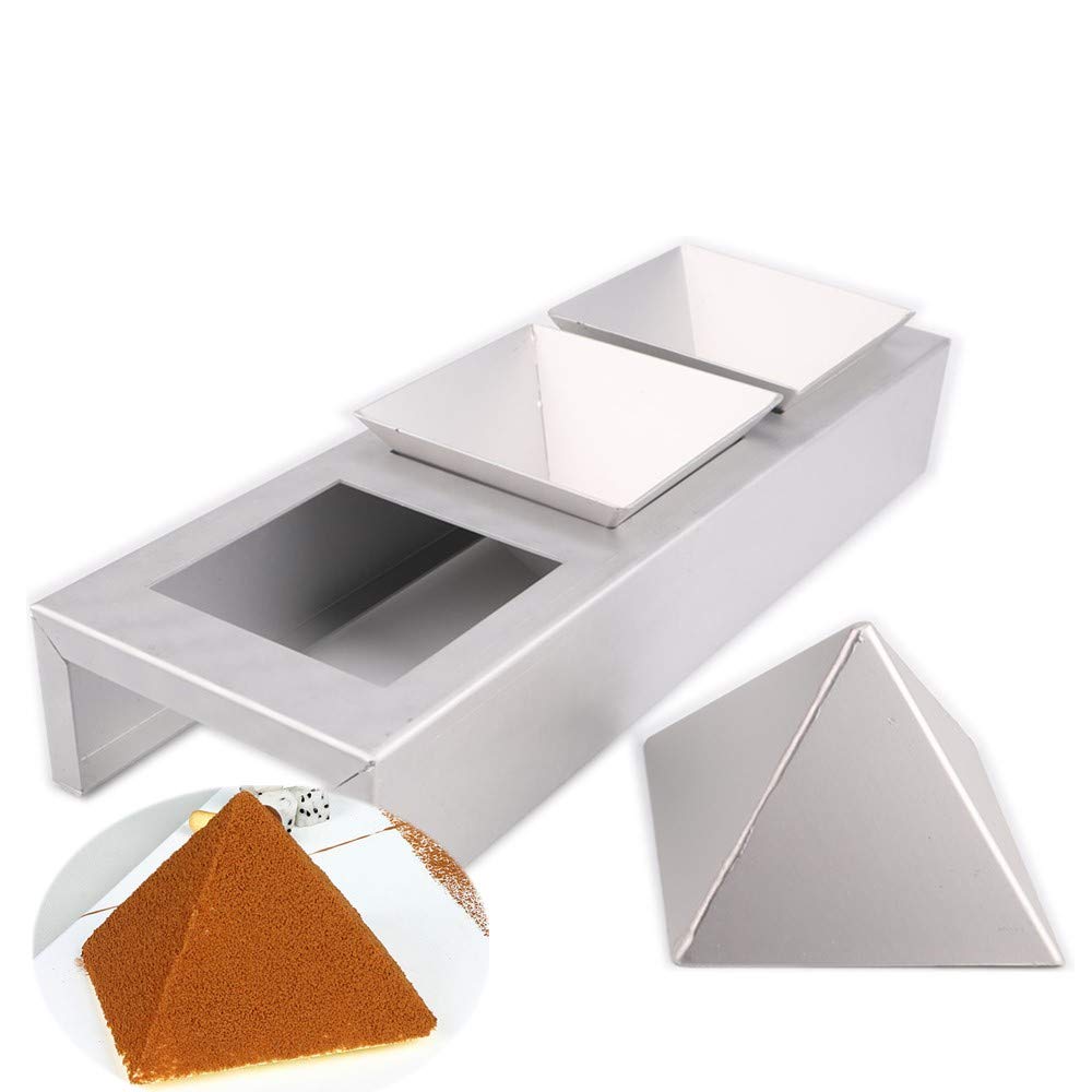 lobake Big size 3 cavities 8.5*8.5*6cm aluminium 3D trigon pyramid shape cake mold tart holder mousse Tiramisu cheesecake bread mould
