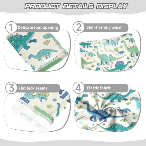 Dinosaurs Girls' Leggings Toddler Doodles Turquoise Kids Yoga Pants Dance Active Tights 4T3