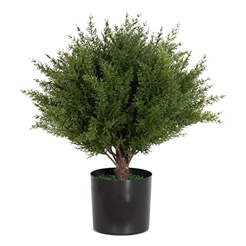 Weitaisi 17" Artificial Cedar Topiary Shrub UV-Proof Leaves Poteed Artificial Shrubs for Outdoors Plant for Home Office Outdoor and Indoor Decor Porch Plants Cover