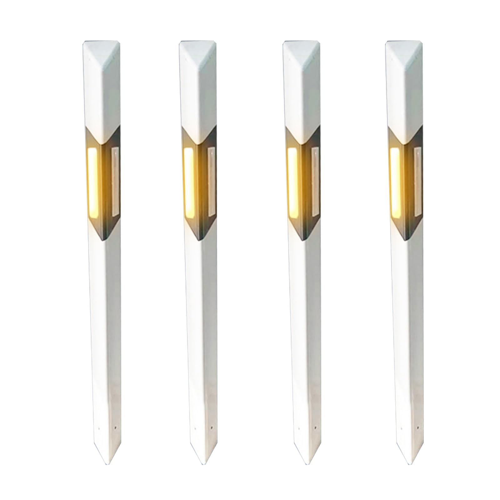 Bolardo de Tráfico, Conos Señalizacion de PVC, Estructura de Prisma Triangular, con Tiras Reflectantes, para Obras de Construcción y Estacionamientos (4 Pcs)