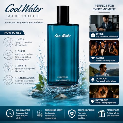 Image of Cool Water Type Men Perfume 125ml | Aquatic Fresh Scent Long Lasting Eau De Toilette