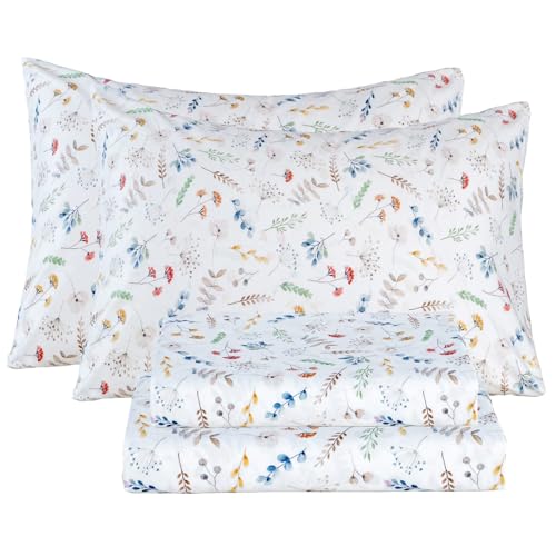 Image of Bedlifes Floral Pattern Bed Sheet Set Cal King Size, 16 inch Deep Pocket 4PCS | Ultra Soft Microfiber, Breathable & Silky, OEKO-TEX Certified, Easy-Care Machine Washable, 4PCS, All-Season Spring Bedding