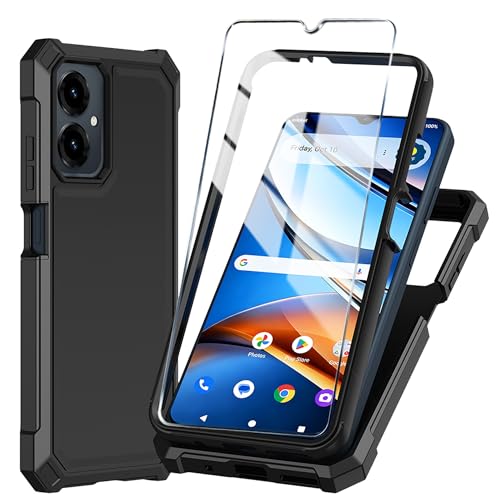Mocotto for Cricket Icon 2026 Phone Case/AT&T Propel 3 5G Case with Tempered Glass Screen Protector Slim Soft Silicone Full-Body Protective Cover (Black)