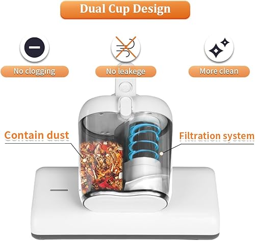 Miniatura 3 de Laymi Aspirador de colchón con luz UV-C, potente aspiradora de cama de mano de 450 W con cepillo de rodillo de alta velocidad, filtro HEPA