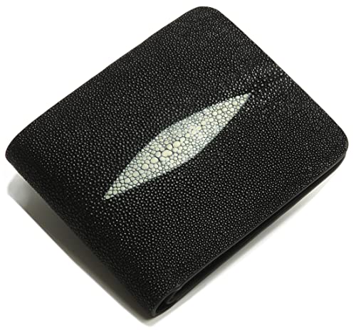 Luxury Genuine Stingray Skin Leather Wallet for Men & Card Organizer Black01