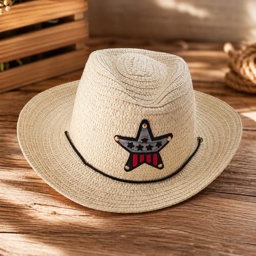 Image of VRITRAZ Kids Straw Hat for Baby Boys & Girls | Printed Summer Sun Hat, Woven Wide Brim Beach Cap, Lightweight Breathable Holiday Travel Picnic Outdoor Fancy Dress Fashion Hat for Children & Toddler