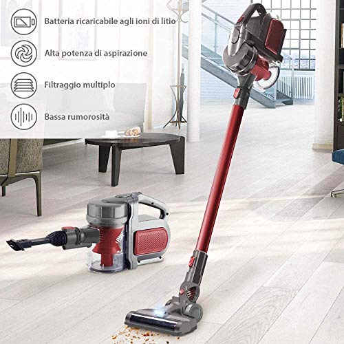 BAKAJI HVC 150.580.57R cycloonstofzuiger, draadloos, lithium batterij 18 V-2200 mAh, rood, 0,8 liter - Image 3