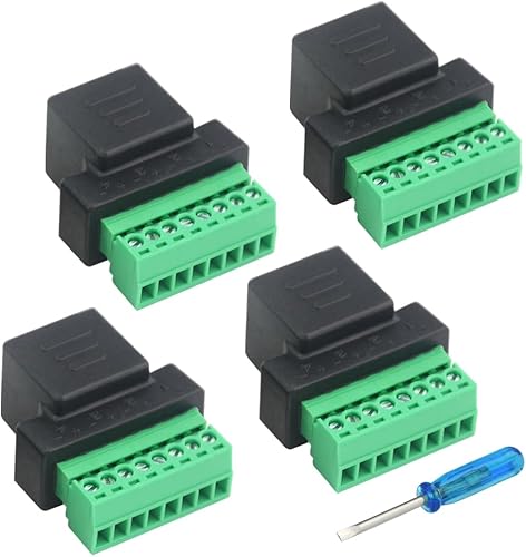 WMYCONGCONG 4 unids RJ45 conector de terminal de tornillo RJ45 8P8C hembra a conector de terminal de tornillo de 8 pines para Cat7 Cat6 Cat5 Cat5e