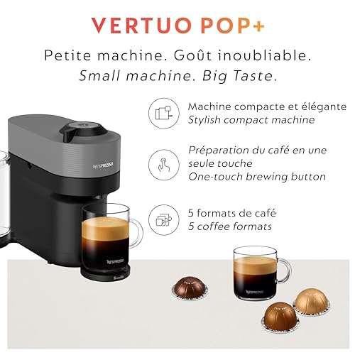 Image of Nespresso Vertuo Pop+ Coffee and Espresso Maker by Breville with Milk Frother, Dark Grey
