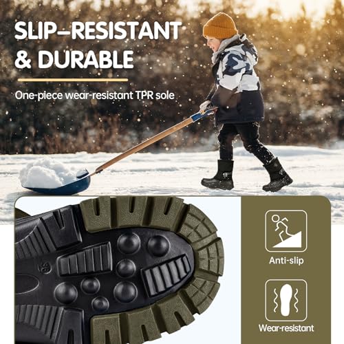 FREE SOLDIER Snow Boots for Kids Waterproof with Zipper Winter Warm Non Slip Cold Weather Outdoor Boys Girls Snow Boots4
