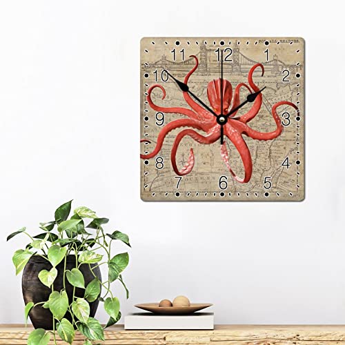 Horloge murale rustique en forme de pieuvre pour salle de bain - 3