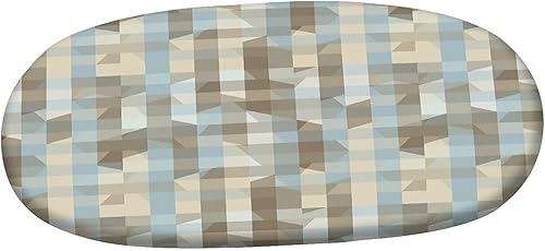 Miniatura 3 de Mantel ovalado ajustable de poliéster elástico geométrico, aspecto fractal moderno con patrón de líneas verticales, se adapta a mesas ovaladas de